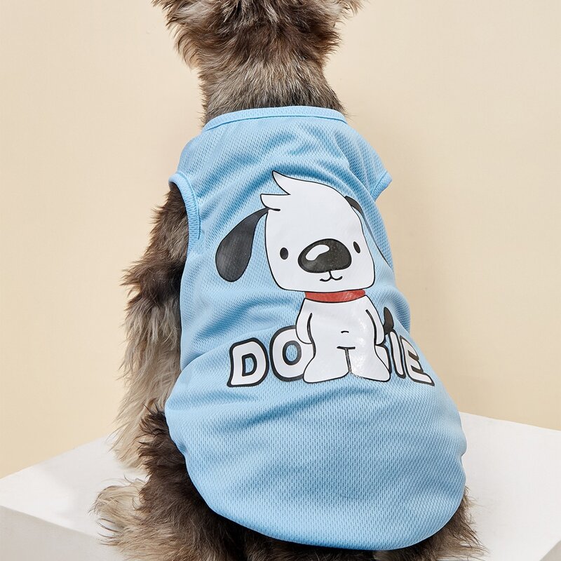 

Cartoon Dog Print Pet Tank, Blue