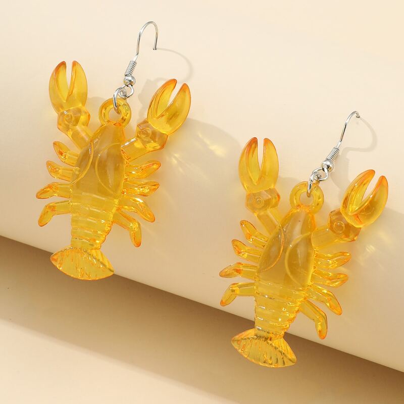 

Clear Lobster Drop Earrings, Mustard yellow