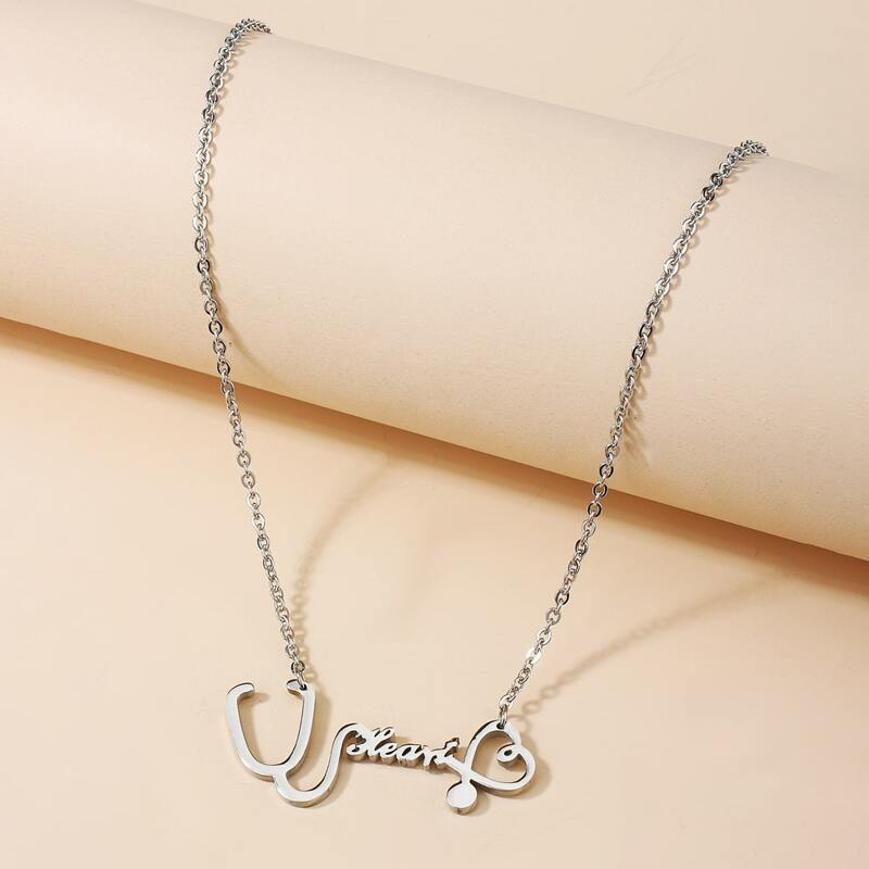 

Stethoscope Charm Chain Necklace, Silver