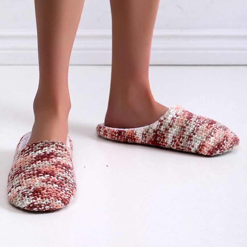 

Round Toe Knit Slippers, Pink