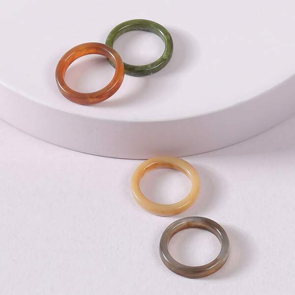 

4pcs Resin Ring, Multicolor