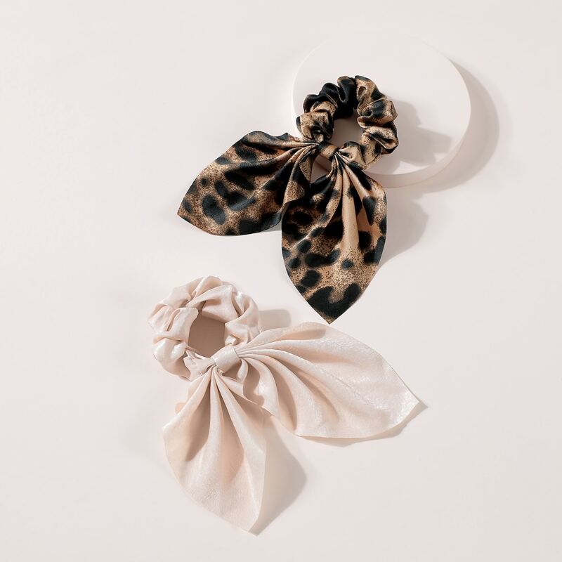 

2pcs Bow Knot Decor Scrunchie Scarf, Multicolor