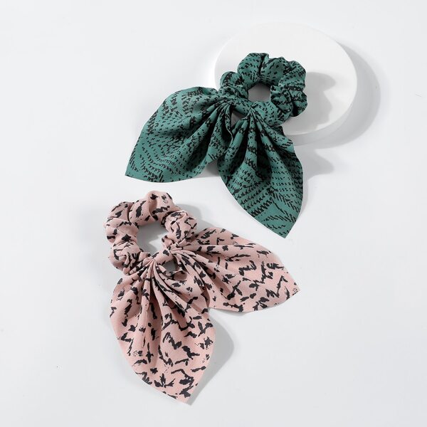 

2pcs Bow Knot Decor Scrunchie Scarf, Multicolor