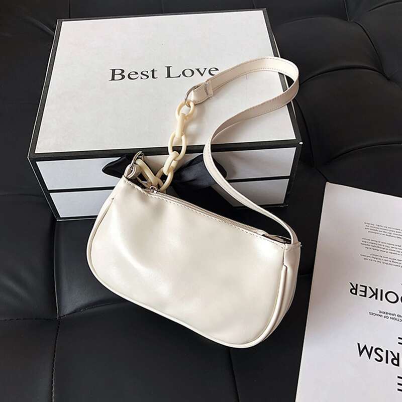 

Solid Baguette Bag, White