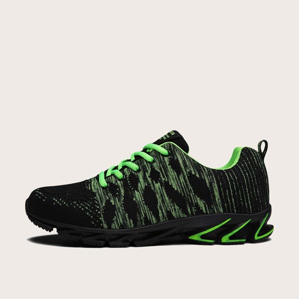 

Men Lace-up Front Knit Sneakers, Green