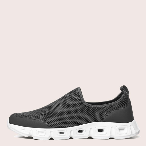 

Men Slip On Mesh Panel Sneakers, Dark grey