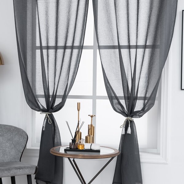 

Plain Single Panel Mesh Curtain, Black