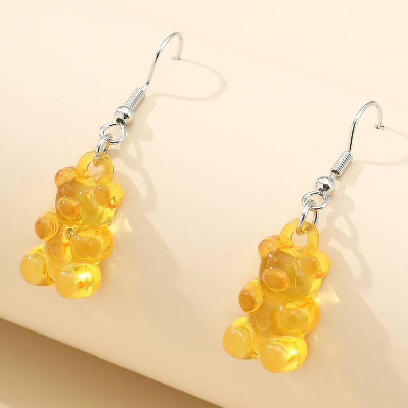 

Clear Bear Drop Earrings, Yellow