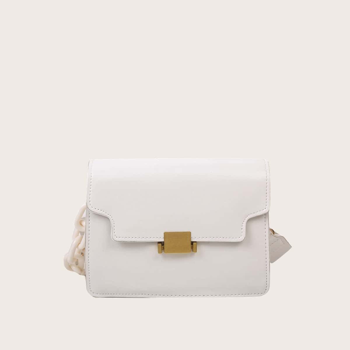 

Solid Flap Bag, White
