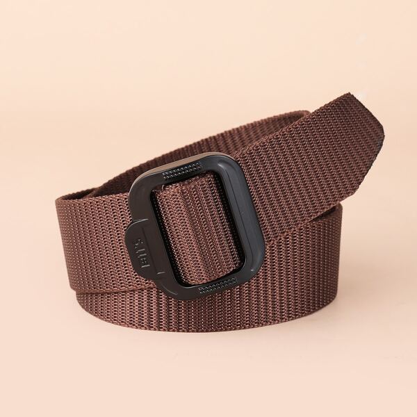 

Men Nylon Buckle Tape Belt, Coffee brown