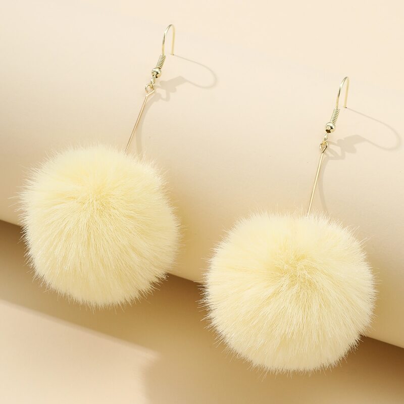 

Pom Pom Drop Earrings, Yellow