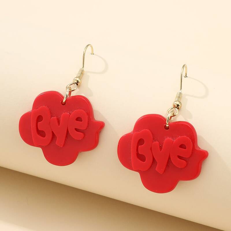

Letter Drop Earrings, Red