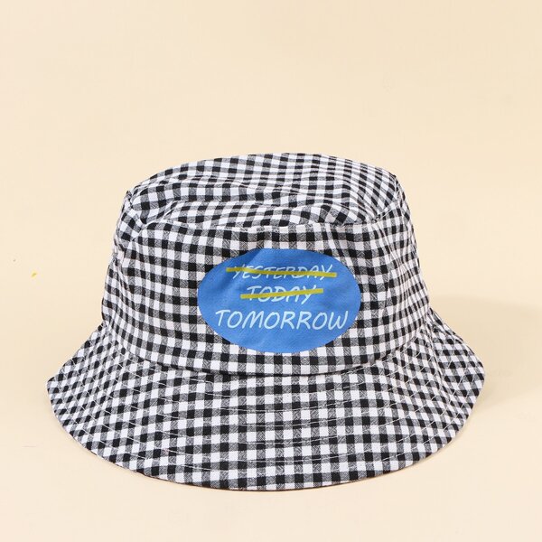 

Toddler Kids Letter Graphic Bucket Hat, Black and white