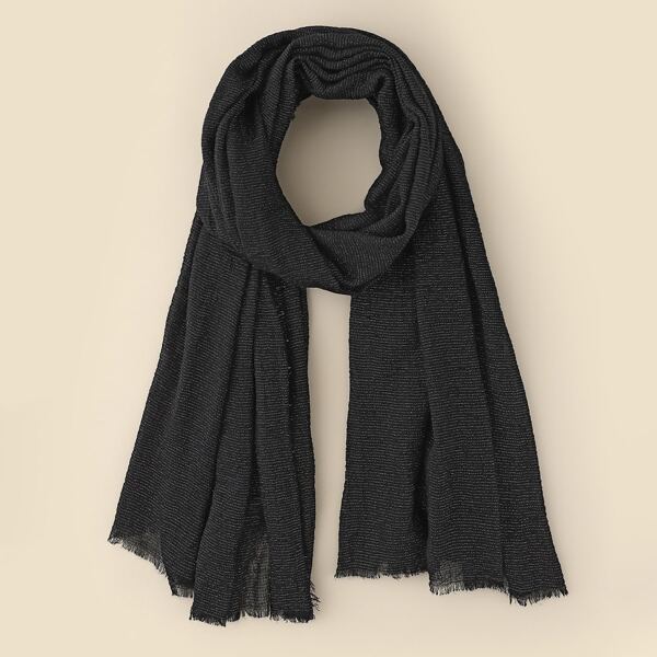 

Raw Hem Minimalist Scarf, Black