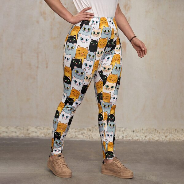 

Plus Allover Cartoon Graphic Leggings, Multicolor