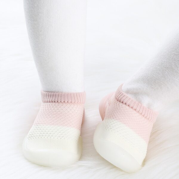 

Baby Girl Two Tone Knit Sneakers, Baby pink