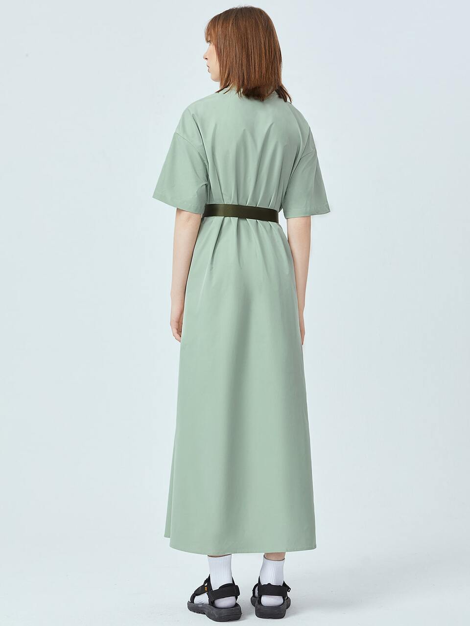 Drop Shoulder Zipper Front Dress Without Belt
