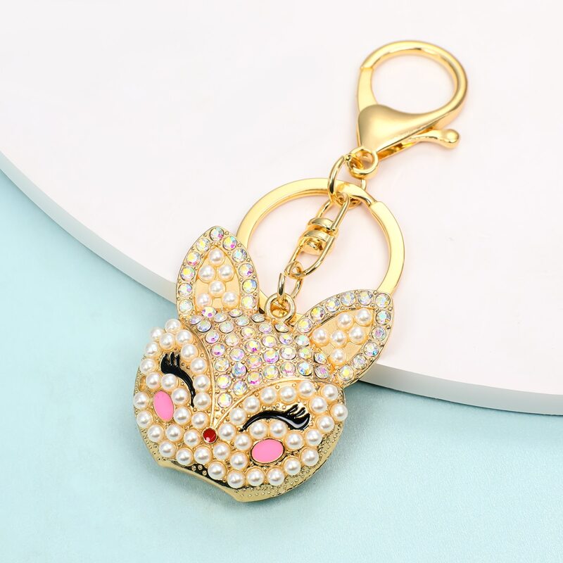 

Faux Pearl & Rhinestone Decor Keychain, Gold