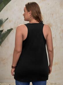 EMERY ROSE Áo tăng hoa văn hoa hướng dương quá khổ - màu đen - Xem 2