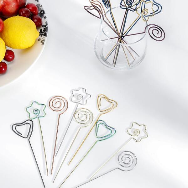 

3pcs Random Stainless Steel Fruit Stick, Multicolor