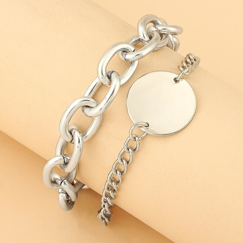 

Disc Chunky Chain Bracelet, Silver