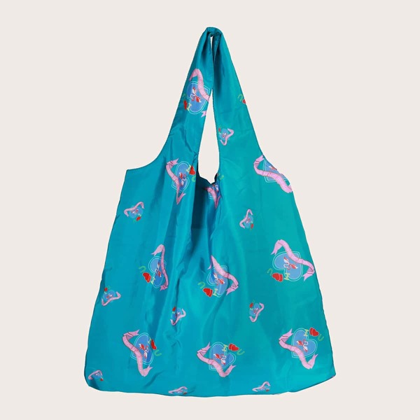 

Heart Print Foldable Shopper Bag, Cadet blue