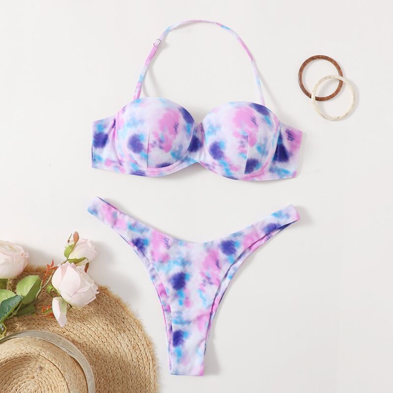 

Tie Dye Push Up Bikini Swimsuit, Multicolor