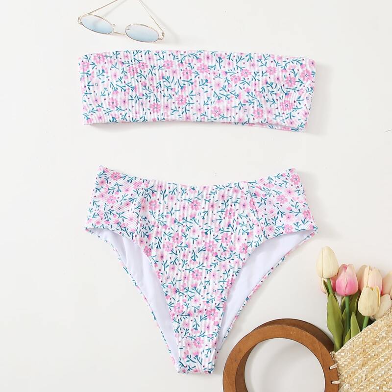 

Ditsy Floral High Waisted Bikini Swimsuit, Multicolor