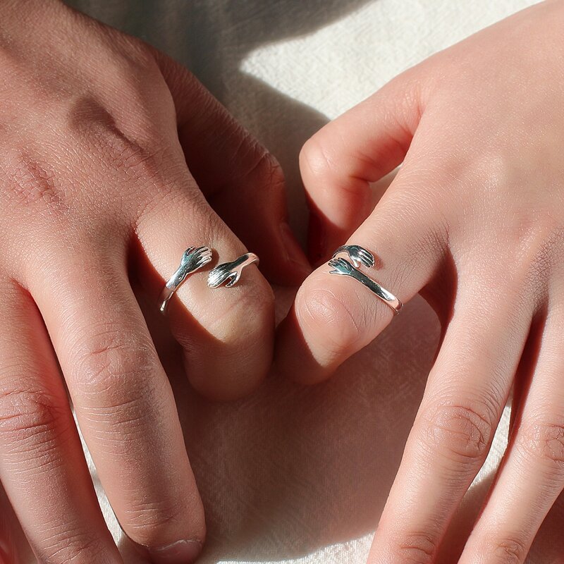 

2pcs Hug Design Ring, Silver