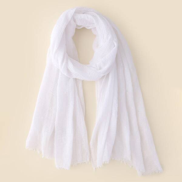 

Raw Hem Minimalist Scarf, White