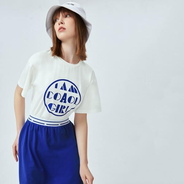 

Letter Graphic Drop Shoulder Tee, Beige