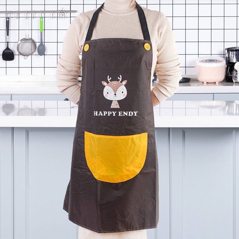 Cartoon Graphic Waterproof Apron, Brown