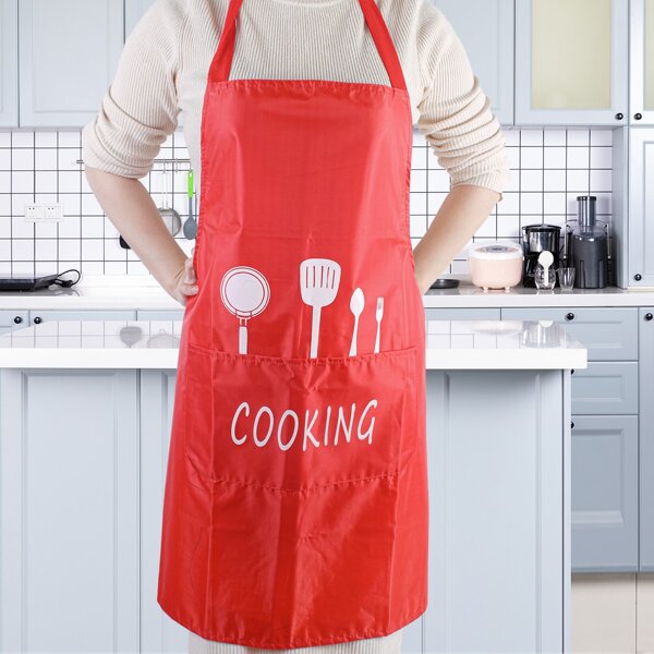 

Kitchenware Print Waterproof Apron, Red