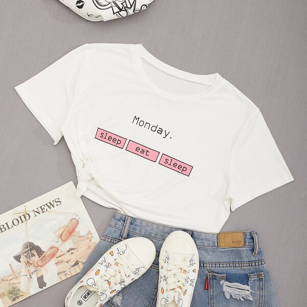 

Letter Graphic Crop Tee, White