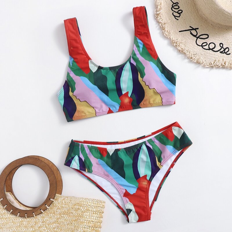 

Allover Graphic Bikini Swimsuit, Multicolor