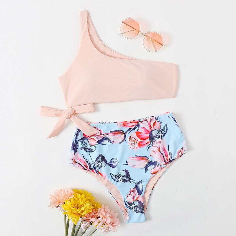 

Floral High Waisted Bikini Swimsuit, Multicolor