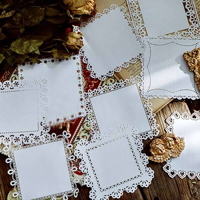 

10sheets Hollow Lace DIY Decorative Paper, White