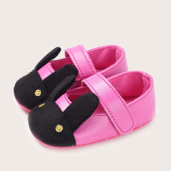 

Baby Girl Cartoon Design Velcro Strap Flats, Hot pink
