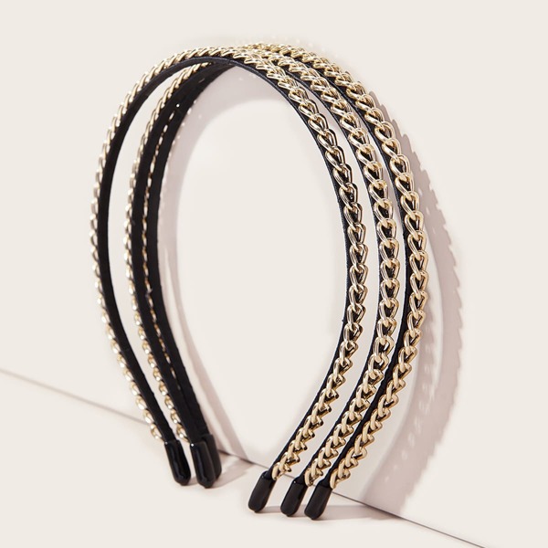 

3pcs Chain Decor Headband, Multicolor