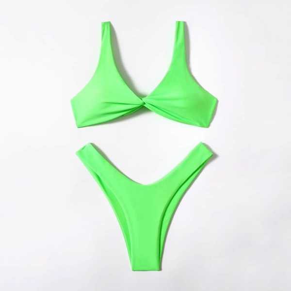 

Twist High Cut Bikini Swimsuit, Green