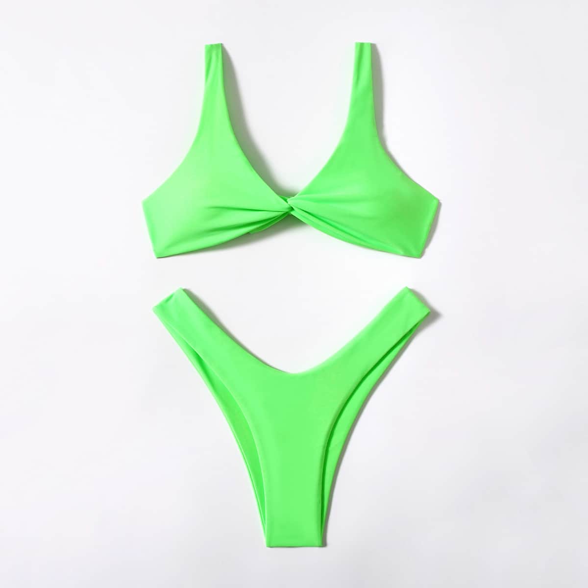 

Twist High Cut Bikini Swimsuit, Green