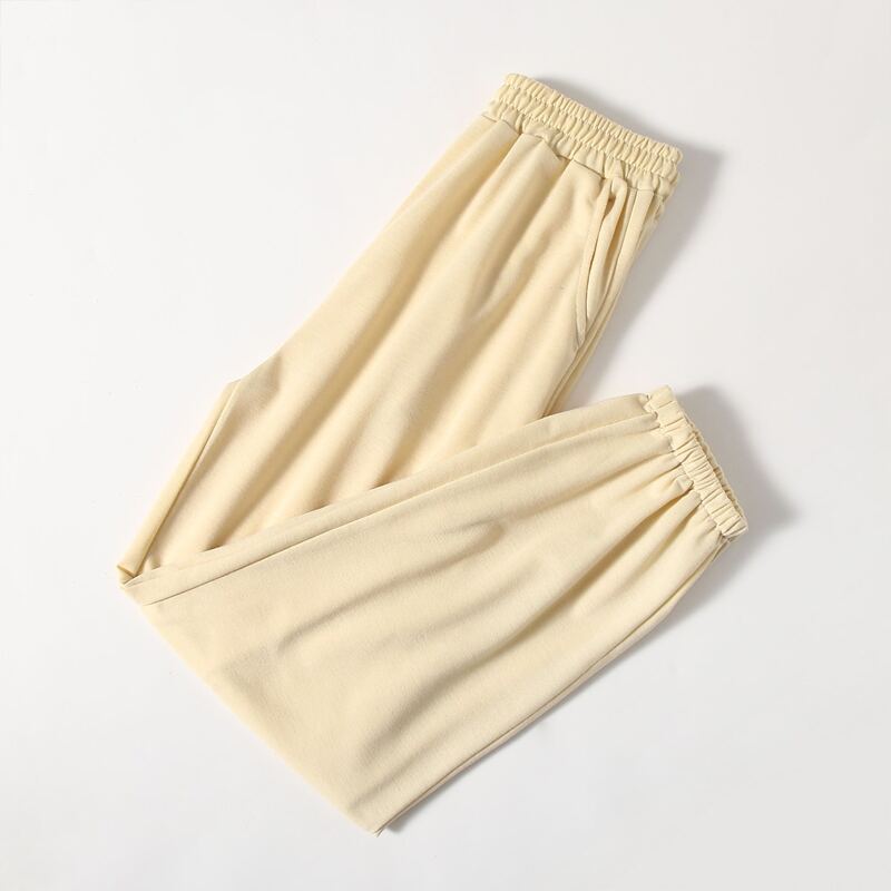 

Solid Elastic Waist Sweatpants, Beige