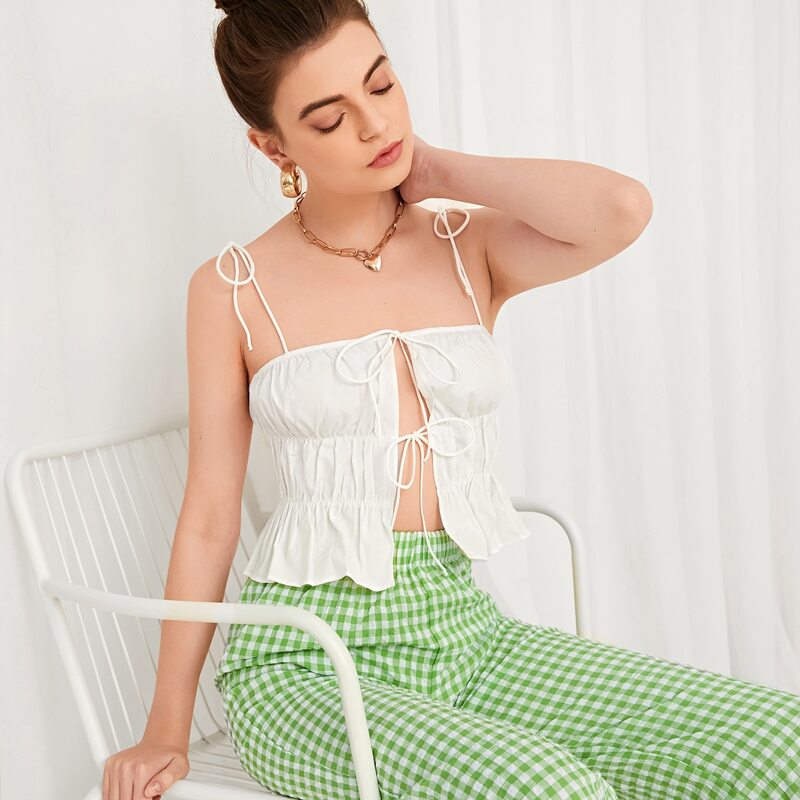 

Tie Front Cami Top, White