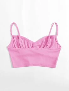 SHEIN 打褶打結短款吊帶上衣 - 粉色 - 查看 2