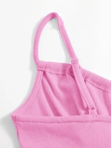 SHEIN 打褶打結短款吊帶上衣 - 粉色 - 查看 4