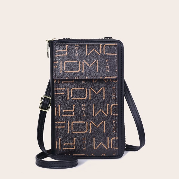 

Letter Graphic Phone Bag, Black