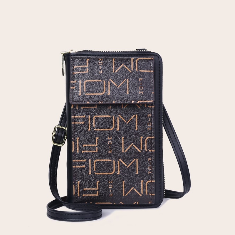 

Letter Graphic Phone Bag, Black