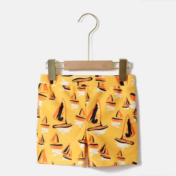 

Boys Sailboat Graphic Swim Trunks, Orange