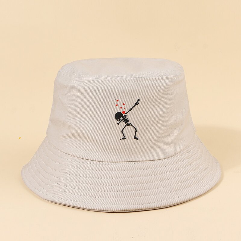 

Skeleton Print Bucket Hat, Beige