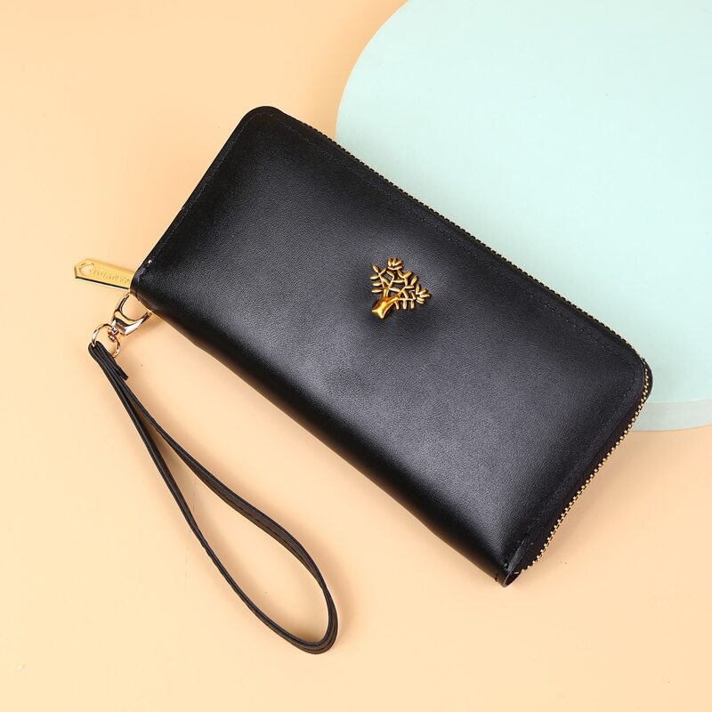 

Metal Tree Decor Long Purse, Black